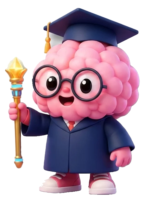Fundi, the FUNDA AI learning companion, in a graduation cap and gown holding a golden sceptre